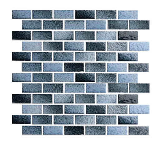 Glasstel Series Aqua 7/8" x 1-7/8" Porcelain Brick Mosaic Tile