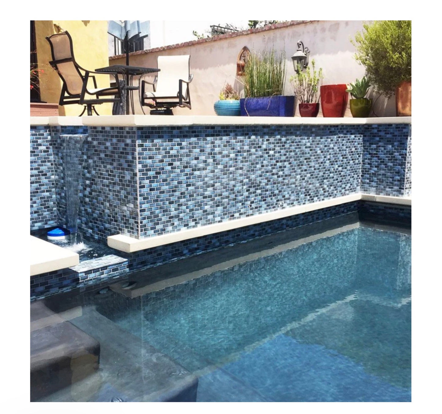 Glasstel Series Aqua 7/8" x 1-7/8" Porcelain Brick Mosaic Tile