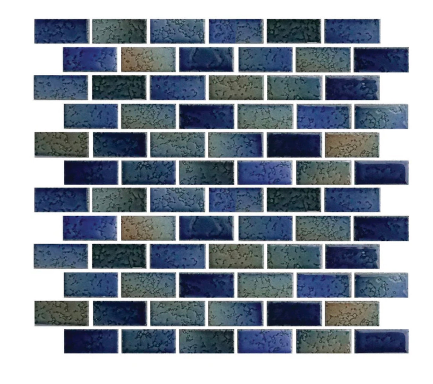 Fujiwa Glasstel Series: Autumn 7/8" x 1-7/8" Porcelain Brick Mosaic Tile