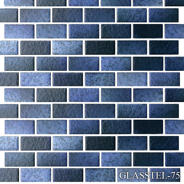 Glasstel Series: Indigo Matte 7/8" x 1-7/8" Porcelain Brick Mosaic Tile