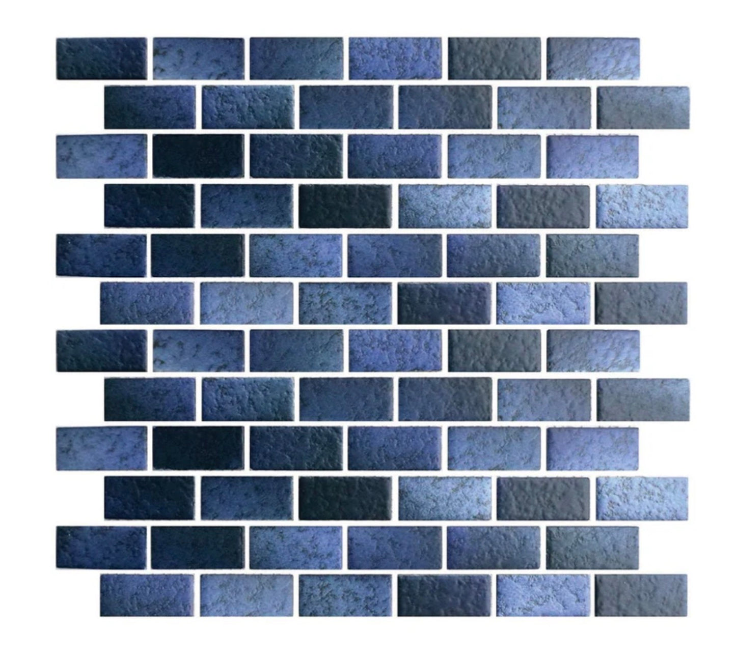 Glasstel Series: Indigo Matte 7/8" x 1-7/8" Porcelain Brick Mosaic Tile