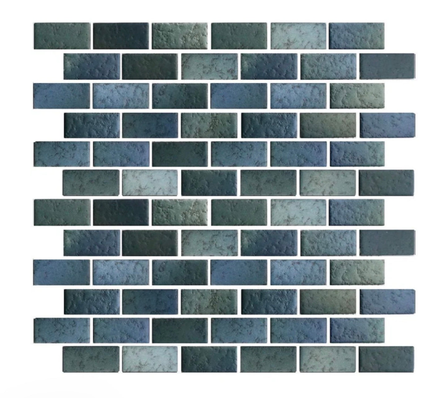Fujiwa Glasstel Series Marine Matte 7/8" x 1-7/8" Porcelain Brick Mosaic Tile