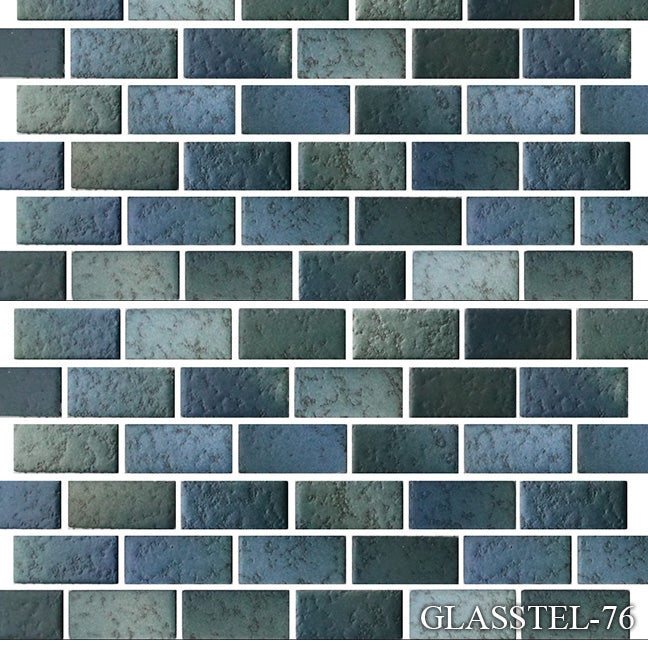 Fujiwa Glasstel Series Marine Matte 7/8" x 1-7/8" Porcelain Brick Mosaic Tile