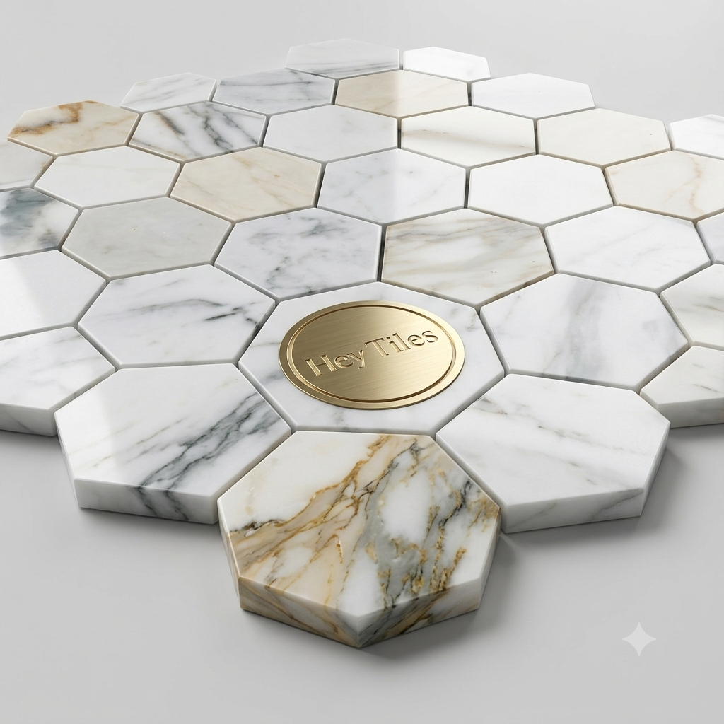 Tuscan  Calacatta Gold 2” Hexagon Polished Mosaic Tile