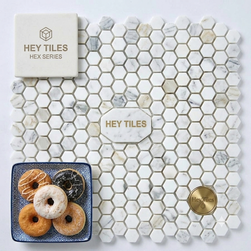 Calacatta Gold 1” Hexagon Polished Mosaic Tile