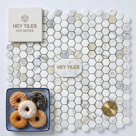 Calacatta Gold 1” Hexagon Polished Mosaic Tile