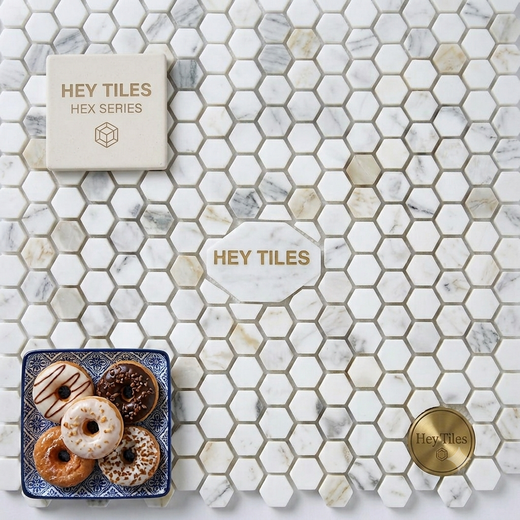 Calacatta Gold 1” Hexagon Polished Mosaic Tile