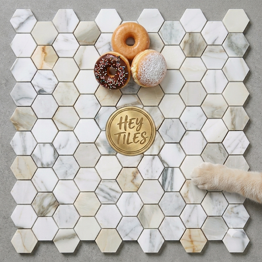 Tuscan  Calacatta Gold 2” Hexagon Polished Mosaic Tile