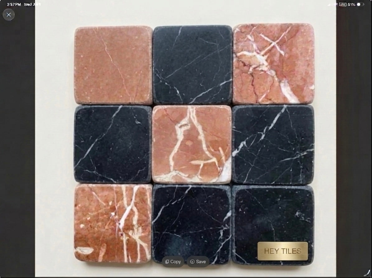 Basque Charcoal 4” x 4” Spanish Marble Tumbled Tile