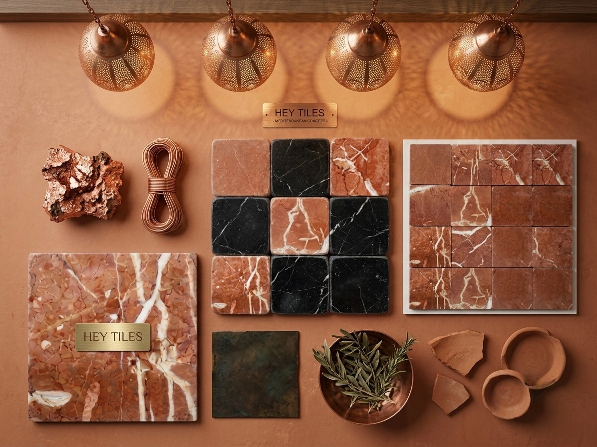 4x4 Iberian Rojo Alicante Spanish Marble Tumbled ( Made to Order )