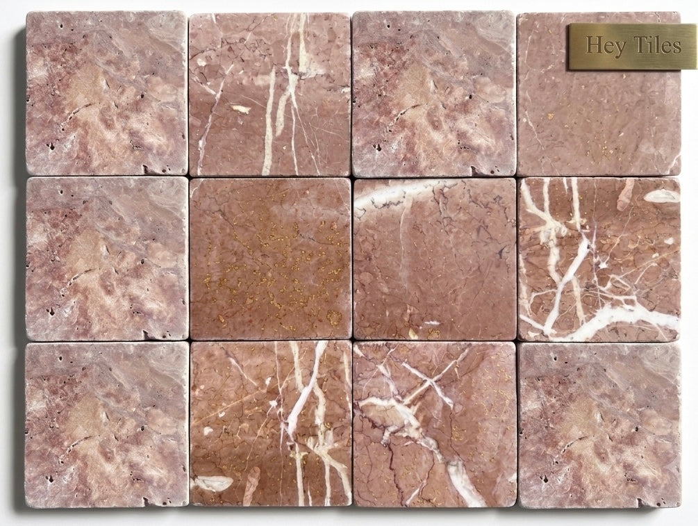 4x4 Iberian Rojo Alicante Spanish Marble Tumbled ( Made to Order )