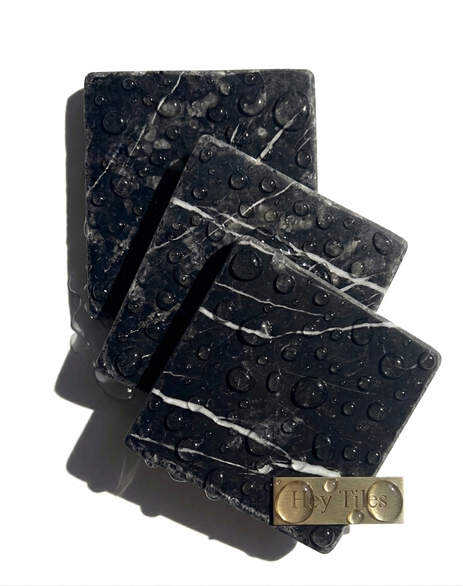 Basque Charcoal 4” x 4” Spanish Marble Tumbled Tile