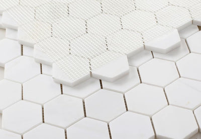 2” Bianco Dolomite Hexagon Mosaic Mosaics heytiles   