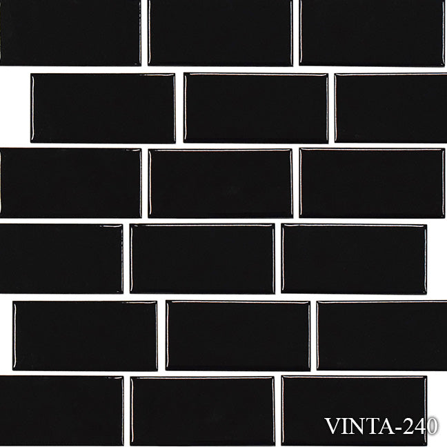 Fujiwa Vinta Black 2" x 4" Porcelain Pool and Submerged Mosaic