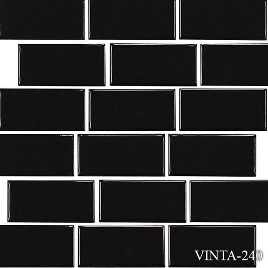 Fujiwa Vinta Black 2" x 4" Porcelain Pool and Submerged Mosaic