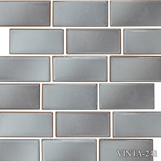 Fujiwa Vinta Pewter Gray 2" x 4" Porcelain Pool and Submerged Mosaic
