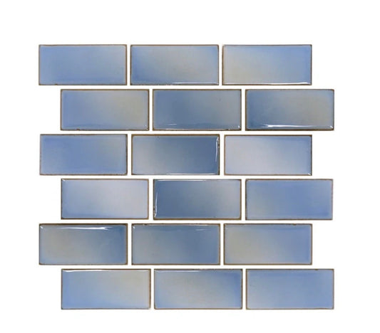 Fujiwa Vinta Glacier Blue 2" x 4" Porcelain Pool and Submerged Mosaic