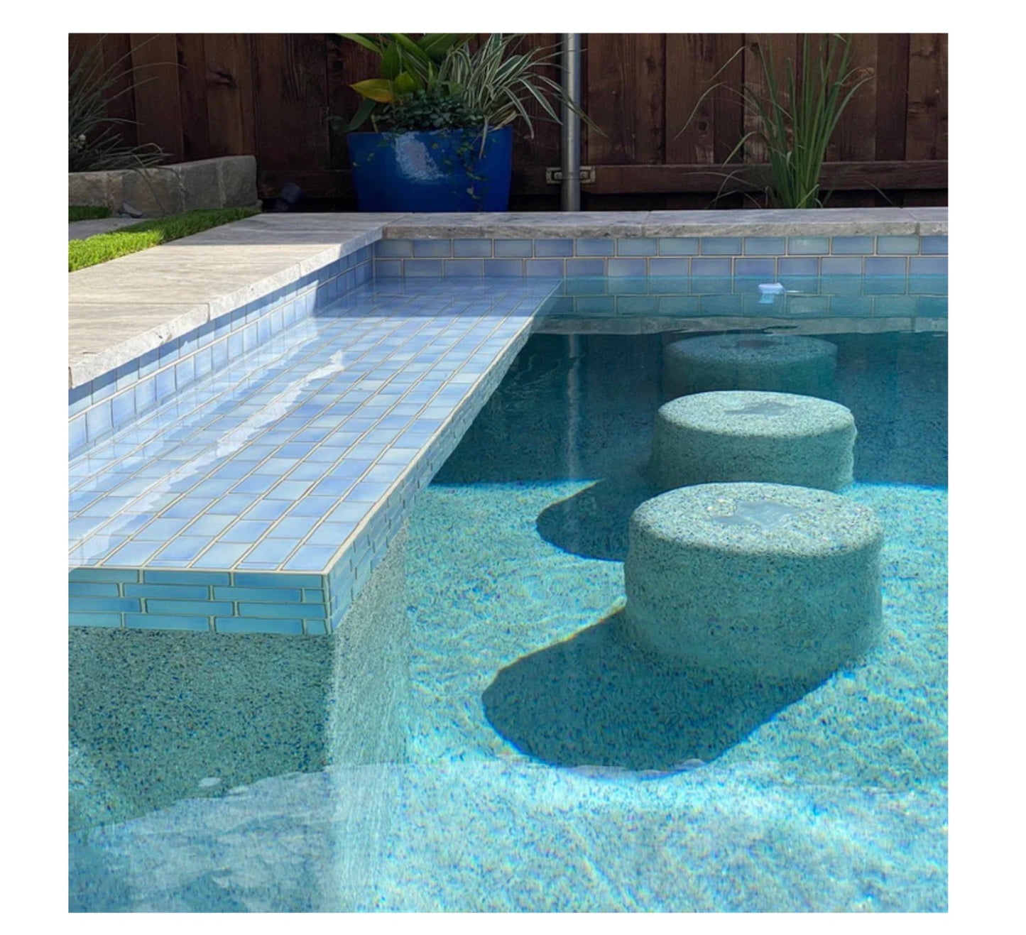 Fujiwa Vinta Glacier Blue 2" x 4" Porcelain Pool and Submerged Mosaic