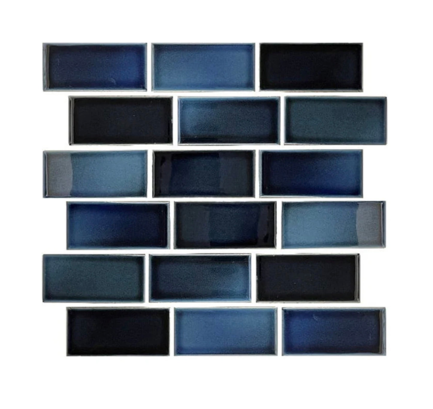 Fujiwa Vinta Misty Blue 2" x 4" Porcelain Pool and Submerged Mosaic
