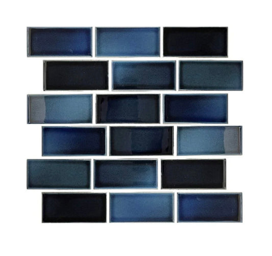 Fujiwa Vinta Misty Blue 2" x 4" Porcelain Pool and Submerged Mosaic