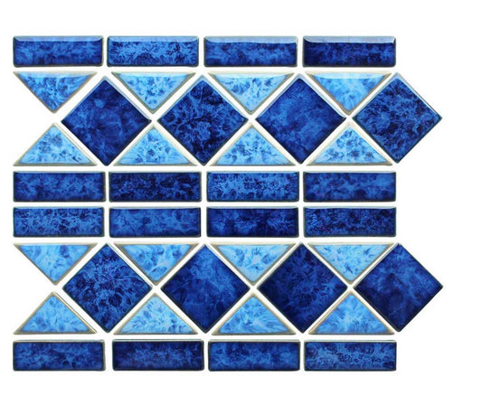 Fujiwa Tilis-Listello Sapphire 6" x 13 3/4" Porcelain Pool Border Mosaic
