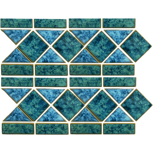 Fujiwa Tilis-Listello Aqua Marine 6" x 13 3/4" Porcelain Pool Border Mosaic