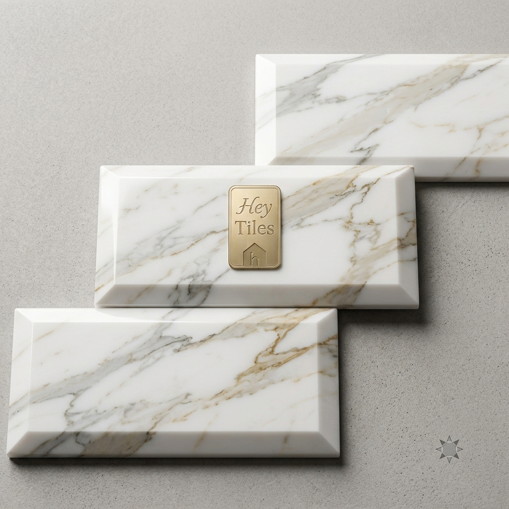3x6 Tuscan Calacatta Gold Deep Beveled Italian Marble Tile