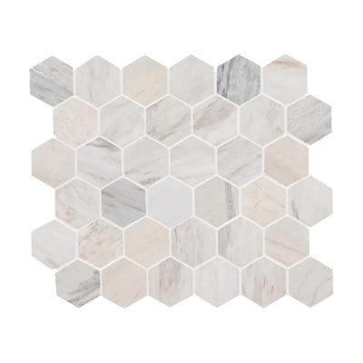 MSI Angora Polished 2" Hexagon Mosaic Tile Marble heytiles   