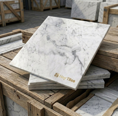 12" x 12" Polished Italian White Marble Floor & Wall Tile (3/8" Thick) — product image 4