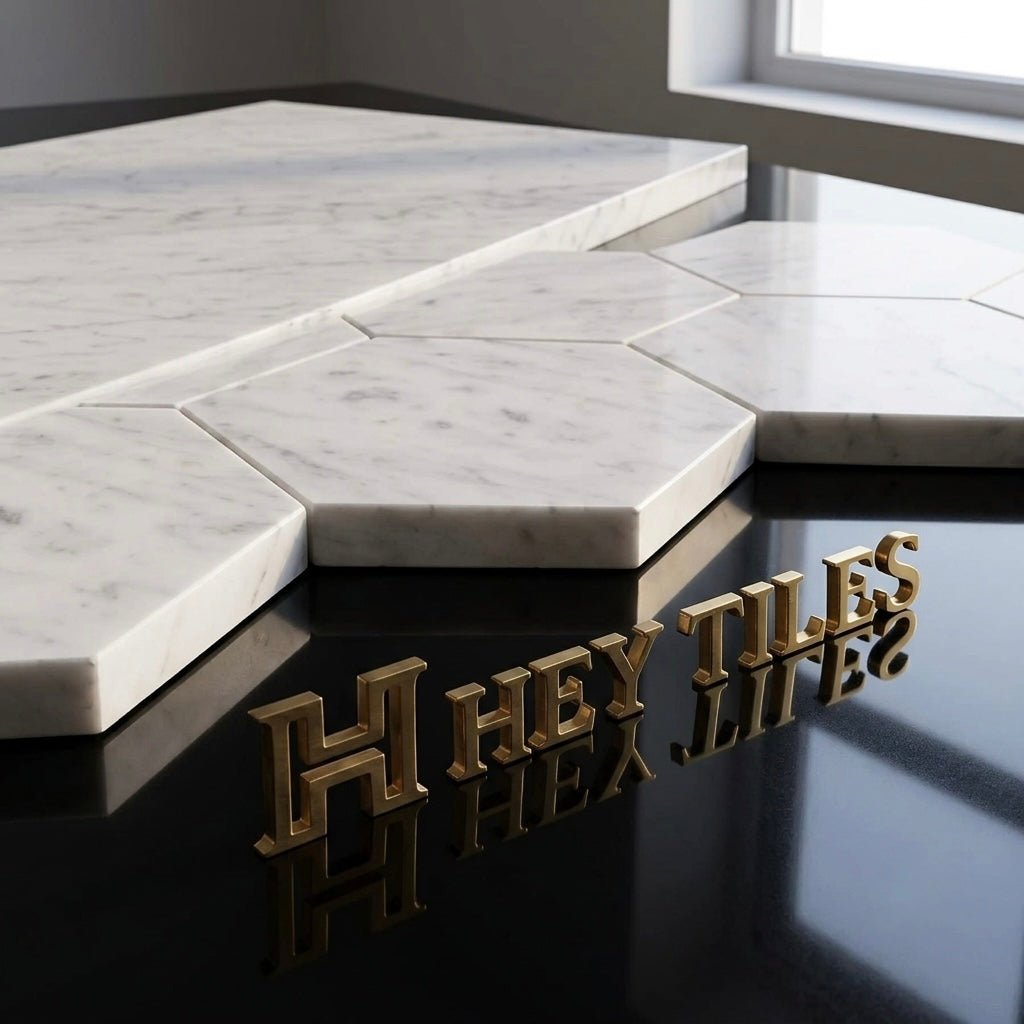 Carrara Venato Marble 5" Large Hexagon Mosaic Tile