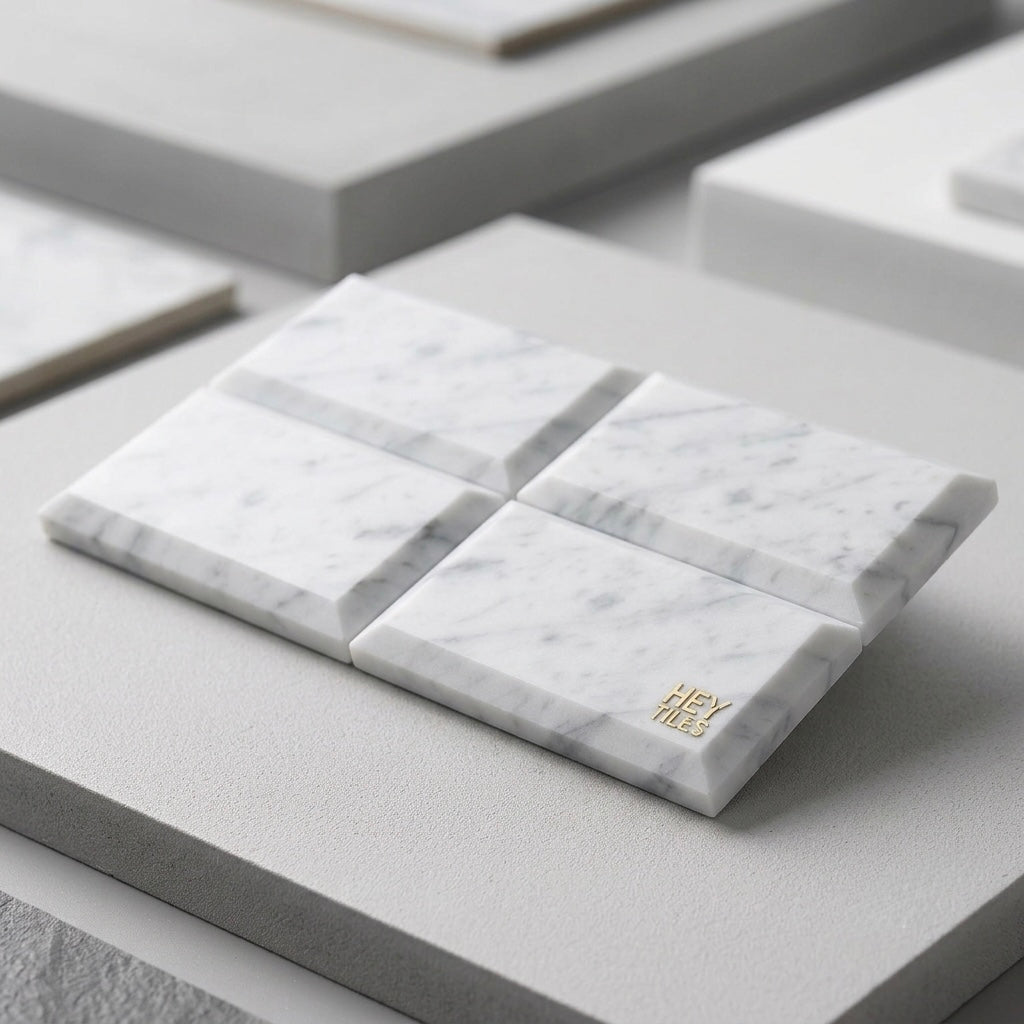3x6 Carrara White Marble Deep-Beveled Tile