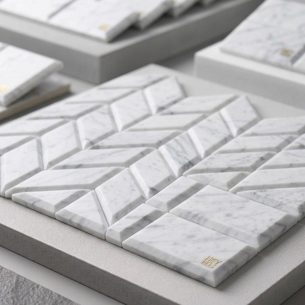 3x6 Carrara White Marble Deep-Beveled Tile