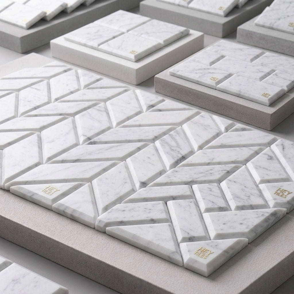 3x6 Carrara White Marble Deep-Beveled Tile