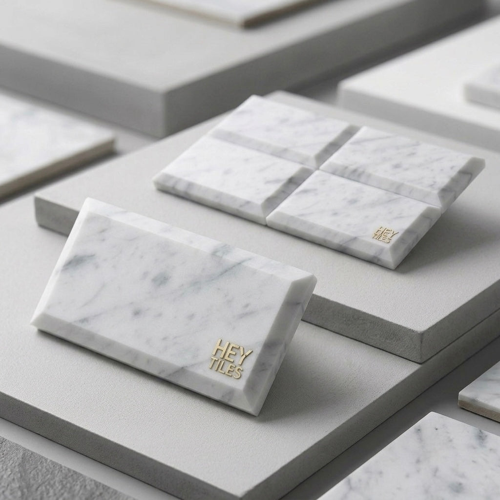 3x6 Carrara White Marble Deep-Beveled Tile