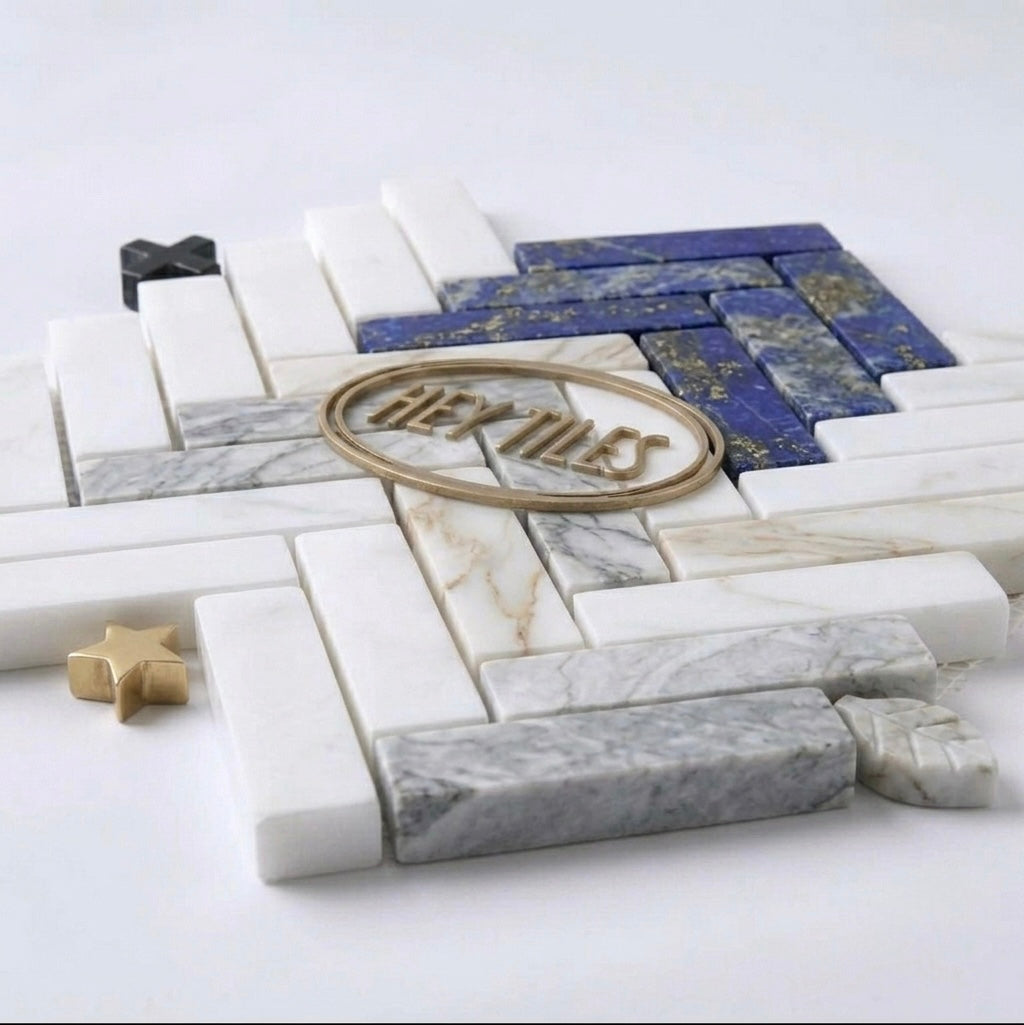 1x4 Calacatta Gold Marble Herringbone  Mosaic, Italian Marble