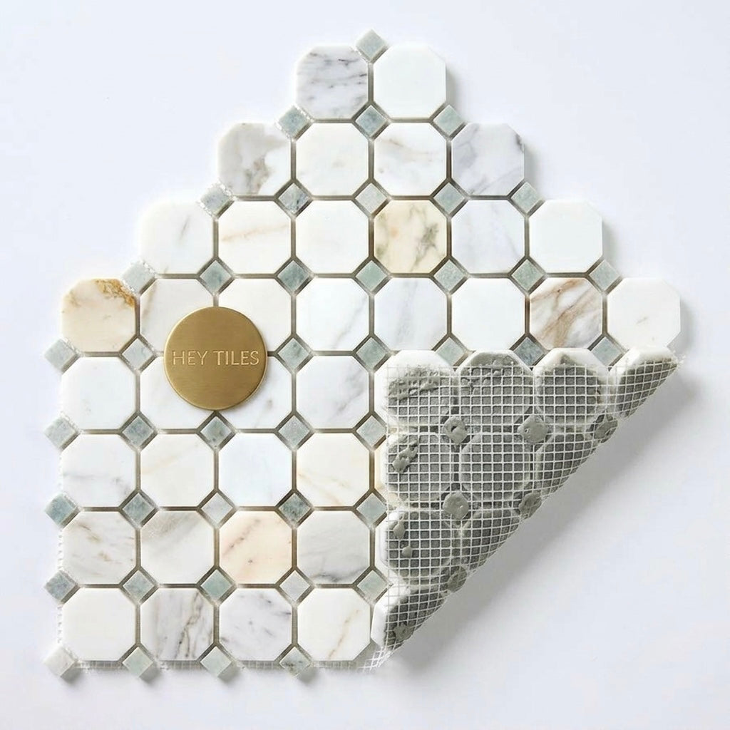 12x12 Calacatta Green Octagon CalaVerde Mosaic Tile