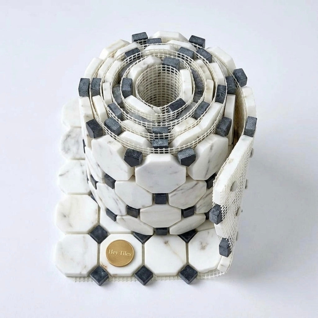 2” Tuscan Calacatta Oro & Tuxedo Dot Mosaic