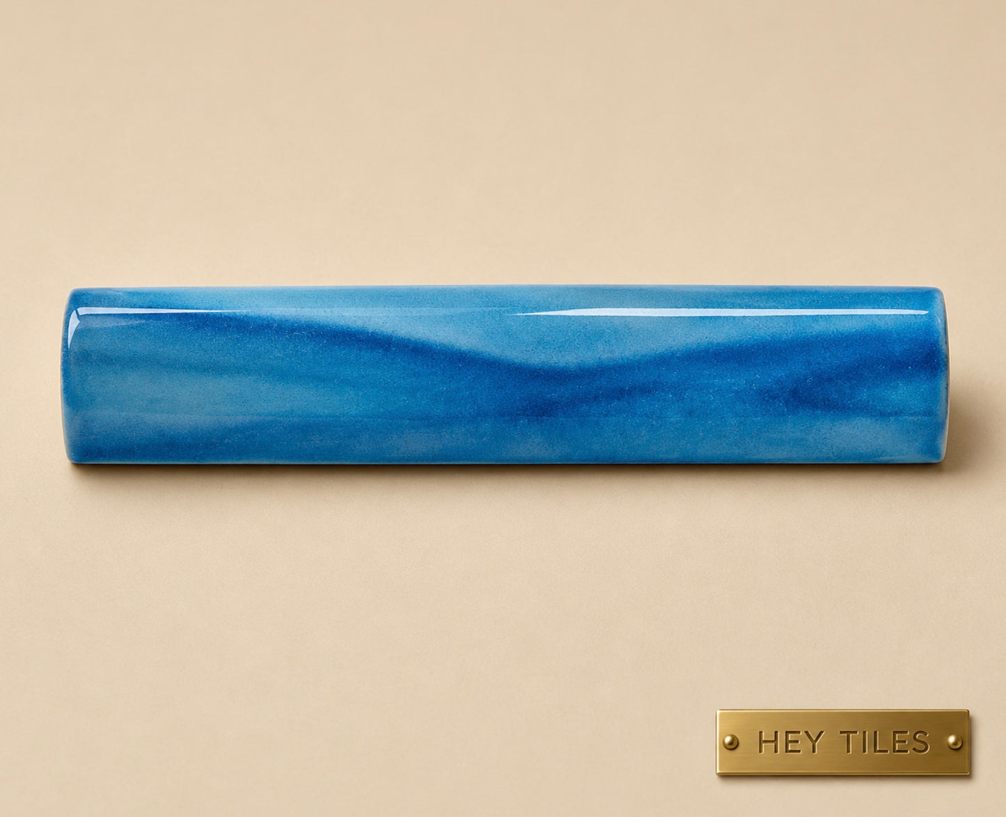 Kawa Series: 1" x 6" Summer Blue Semi-Gloss Porcelain Bead Molding Trim Tile