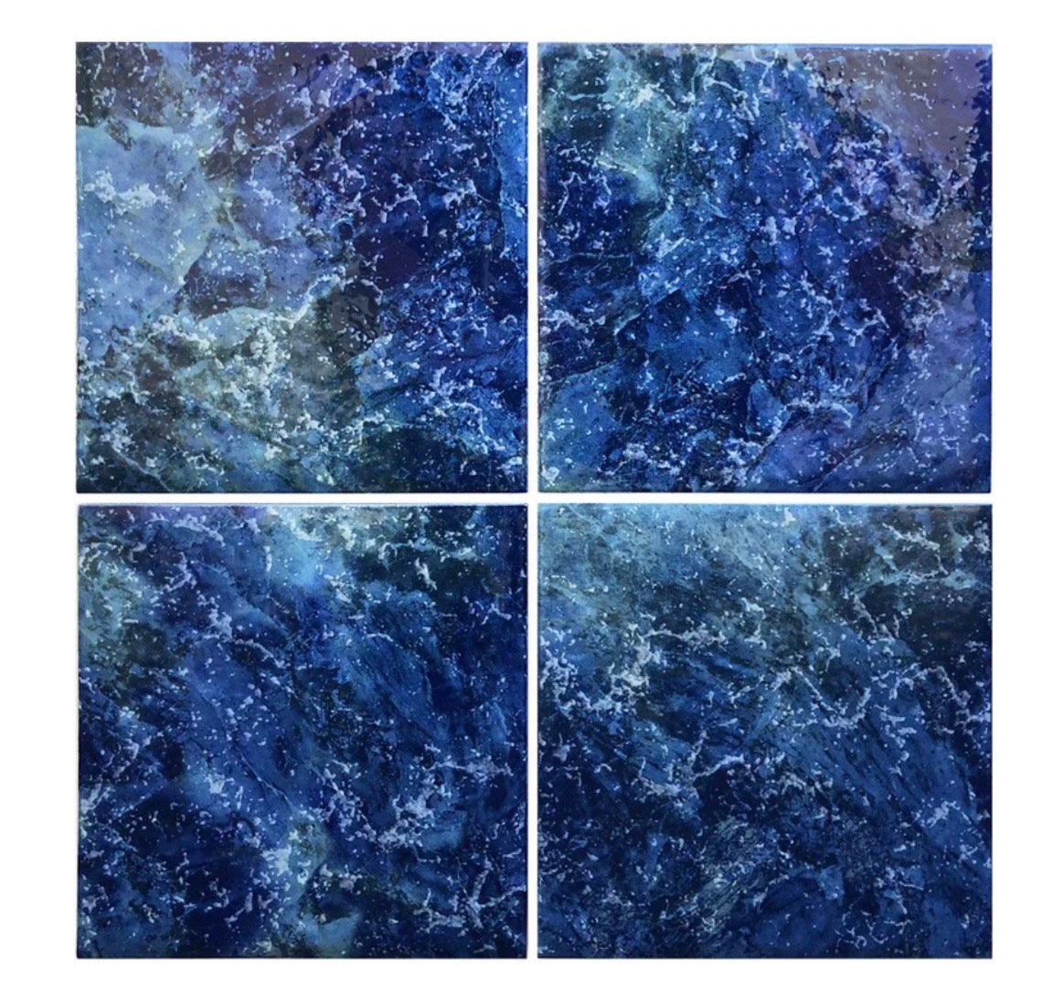 Fujiwa Lyra Series: 6" x 6" Hawaiian Blue Glazed Porcelain Pool Field Tile