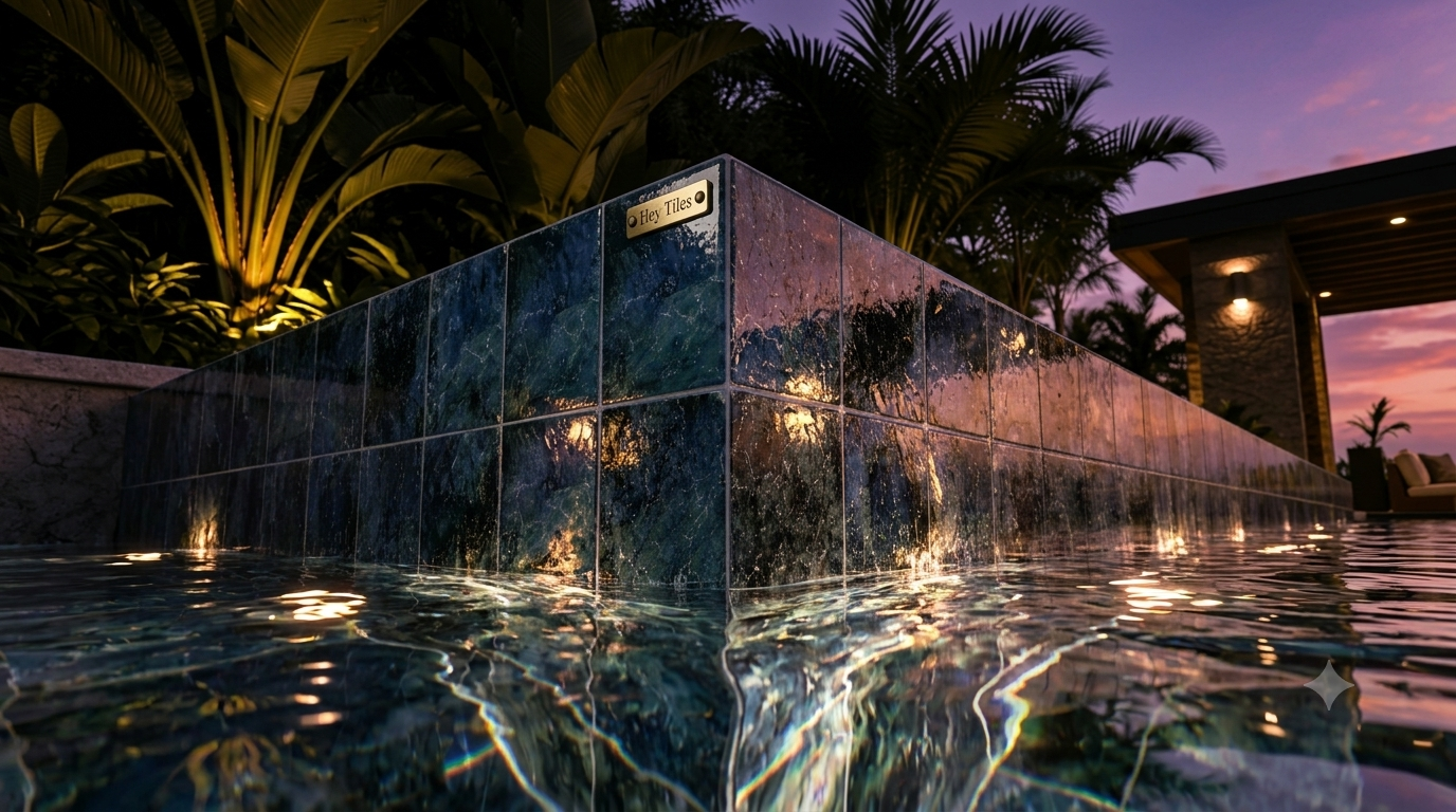 Fujiwa Lyra Series: 6" x 6" Tropicana Blue Glazed Porcelain Pool Field Tile