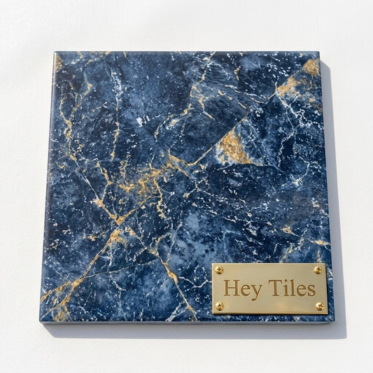 Fujiwa Lyra Series: 6" x 6" Steel Blue Glazed Porcelain Pool Field Tile