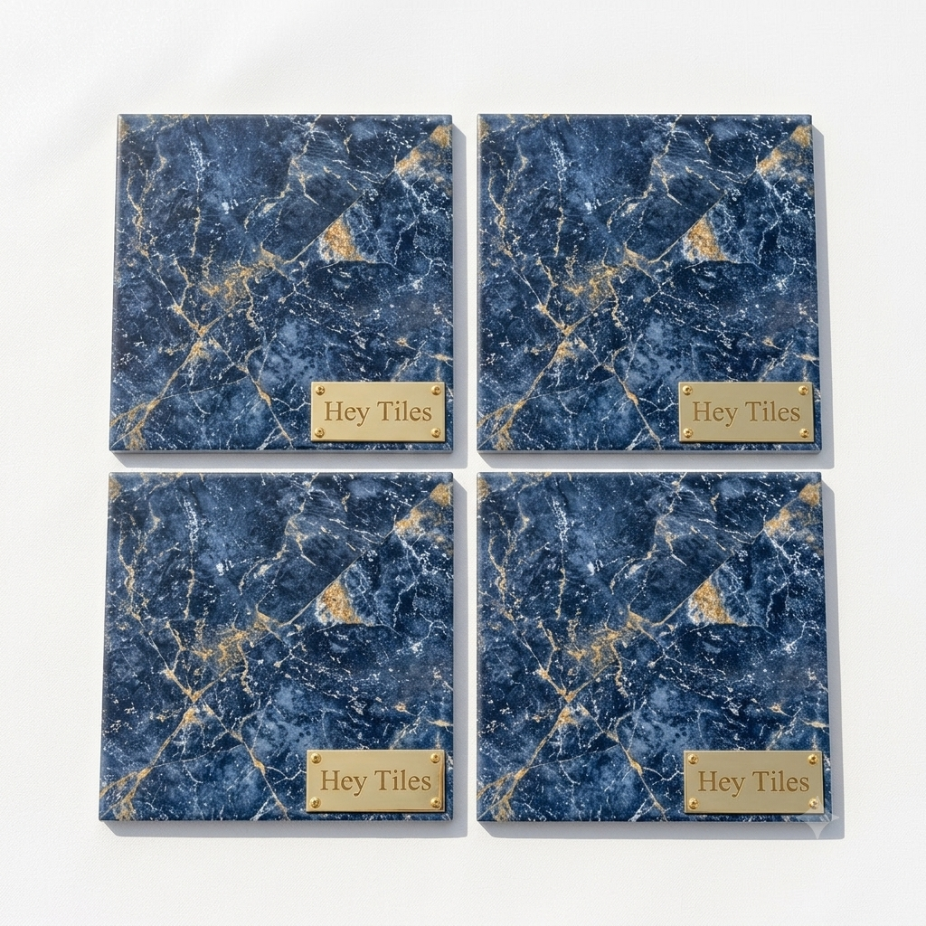 Fujiwa Lyra Series: 6" x 6" Steel Blue Glazed Porcelain Pool Field Tile