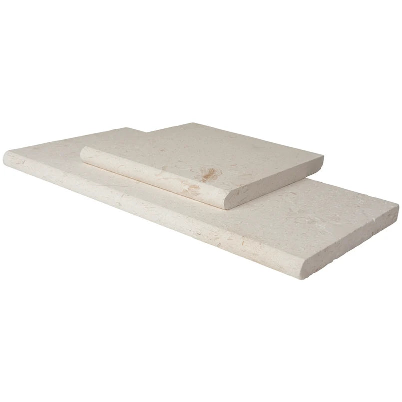 Mayra White 12"x24" Tumbled Limestone Pool Coping, 3 cm Thick
