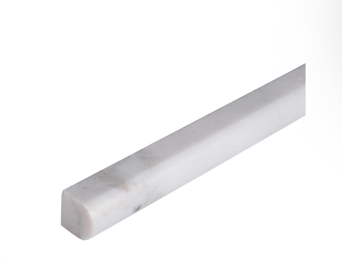 Calacatta Cressa Pencil Molding 3/4 x 12 Quarter Round Honed