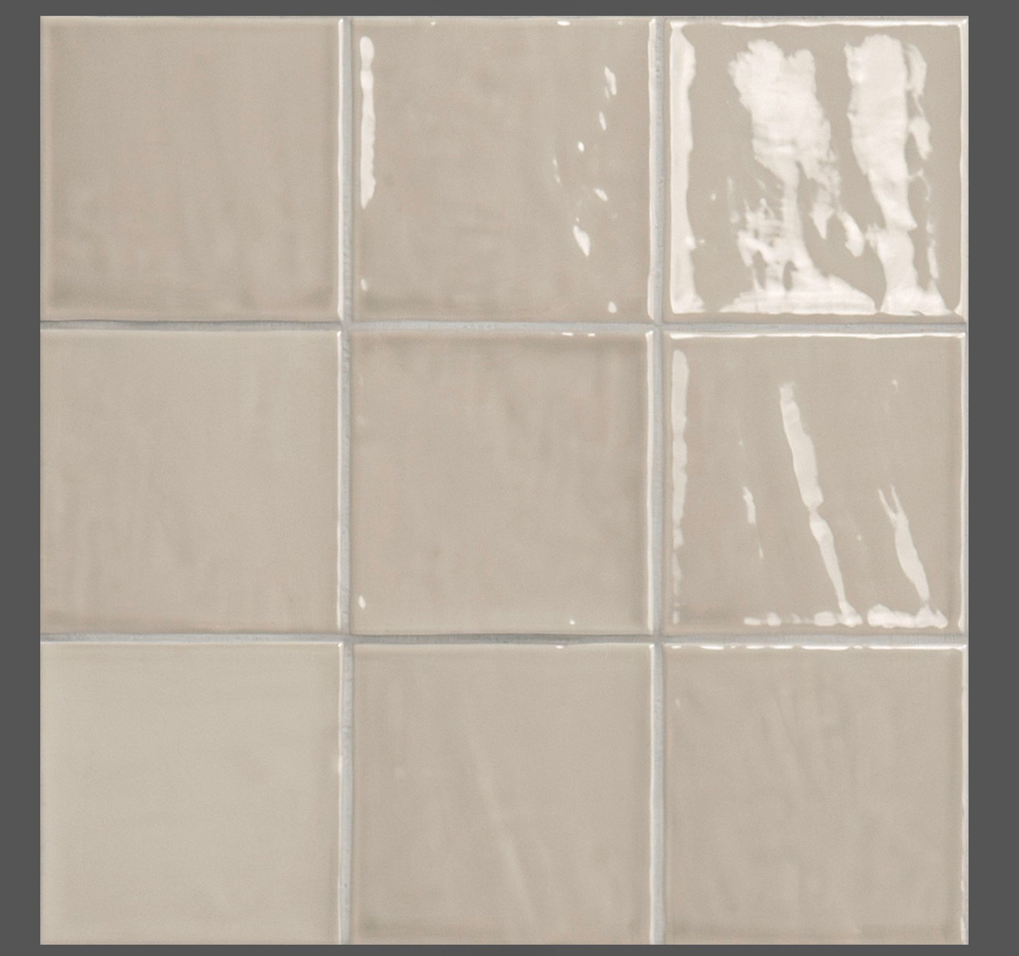 Terranello Series: 4" x 4" Dune Glossy Handcrafted-Look Ceramic Wall Tile