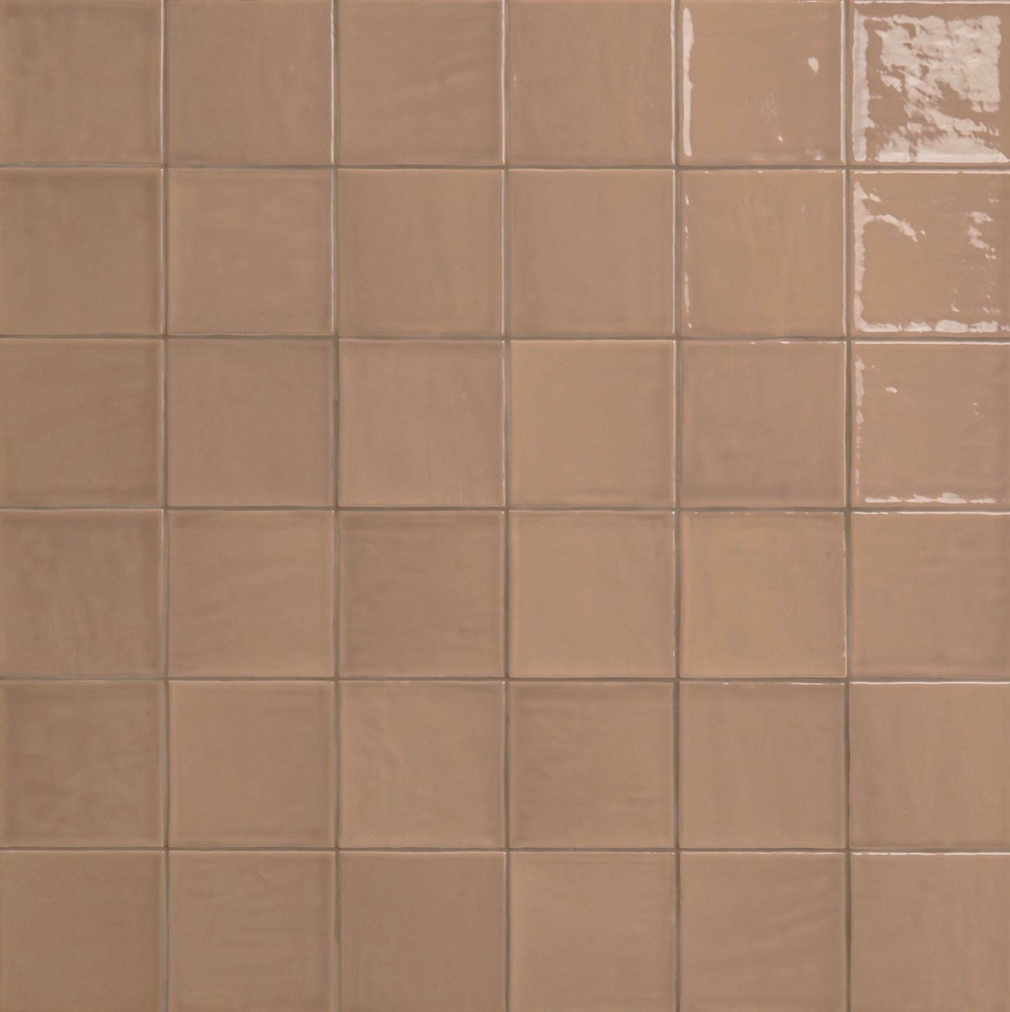 Terranello Series: 4" x 4" Cotto Glossy Handcrafted-Look Ceramic Wall Tile