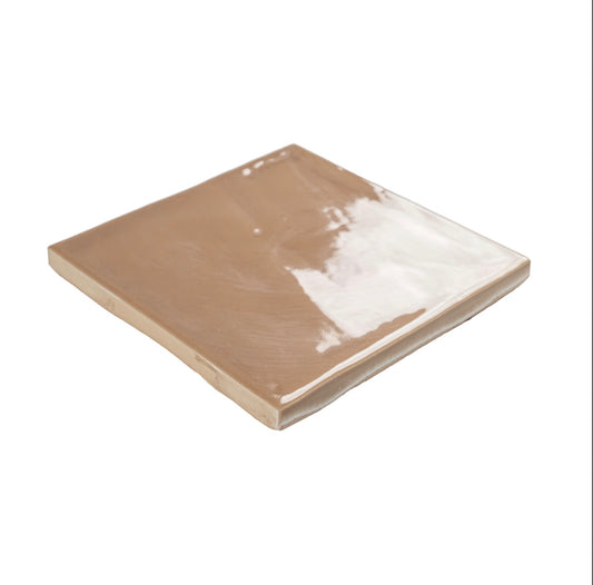 Terranello Series: 4" x 4" Cotto Glossy Handcrafted-Look Ceramic Wall Tile