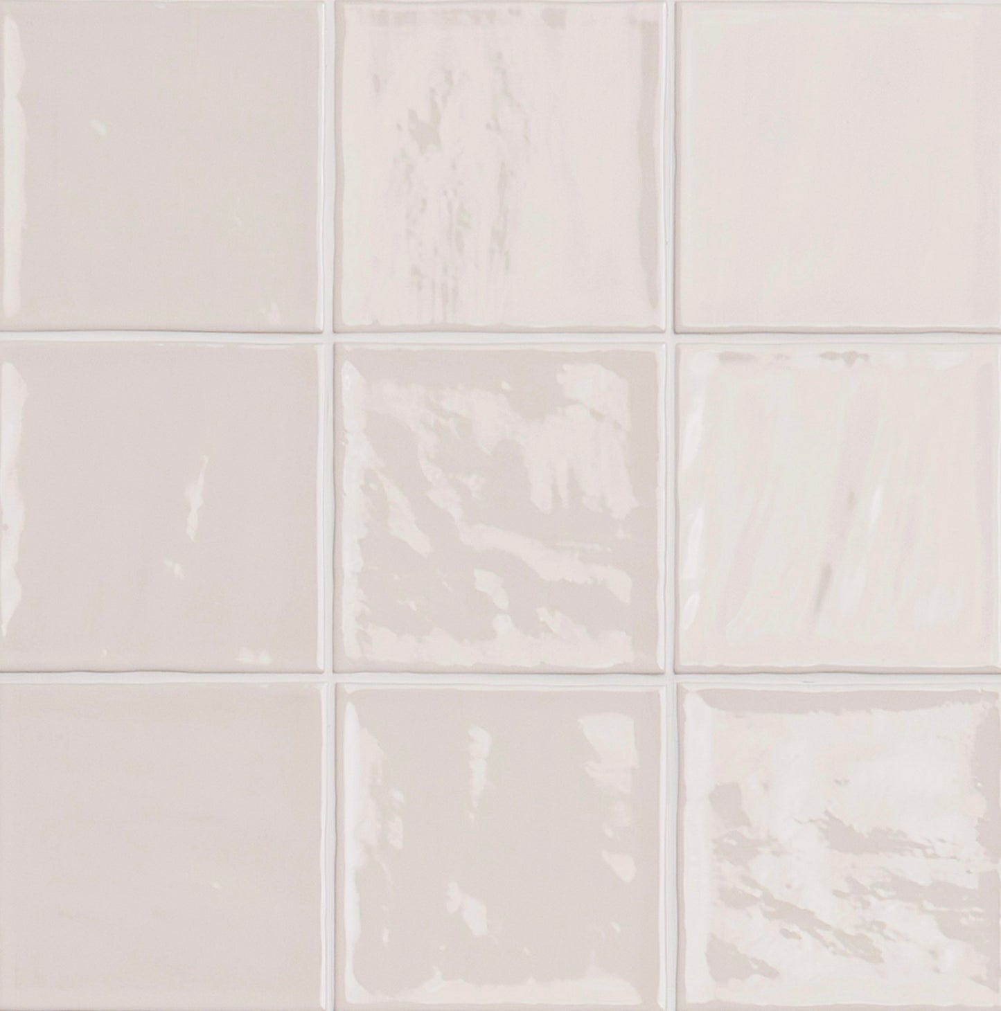 Terranello Series: 4" x 4" Ivory Glossy Handcrafted-Look Ceramic Wall Tile