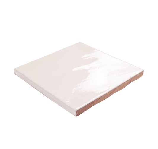 Terranello Series: 4" x 4" Ivory Glossy Handcrafted-Look Ceramic Wall Tile