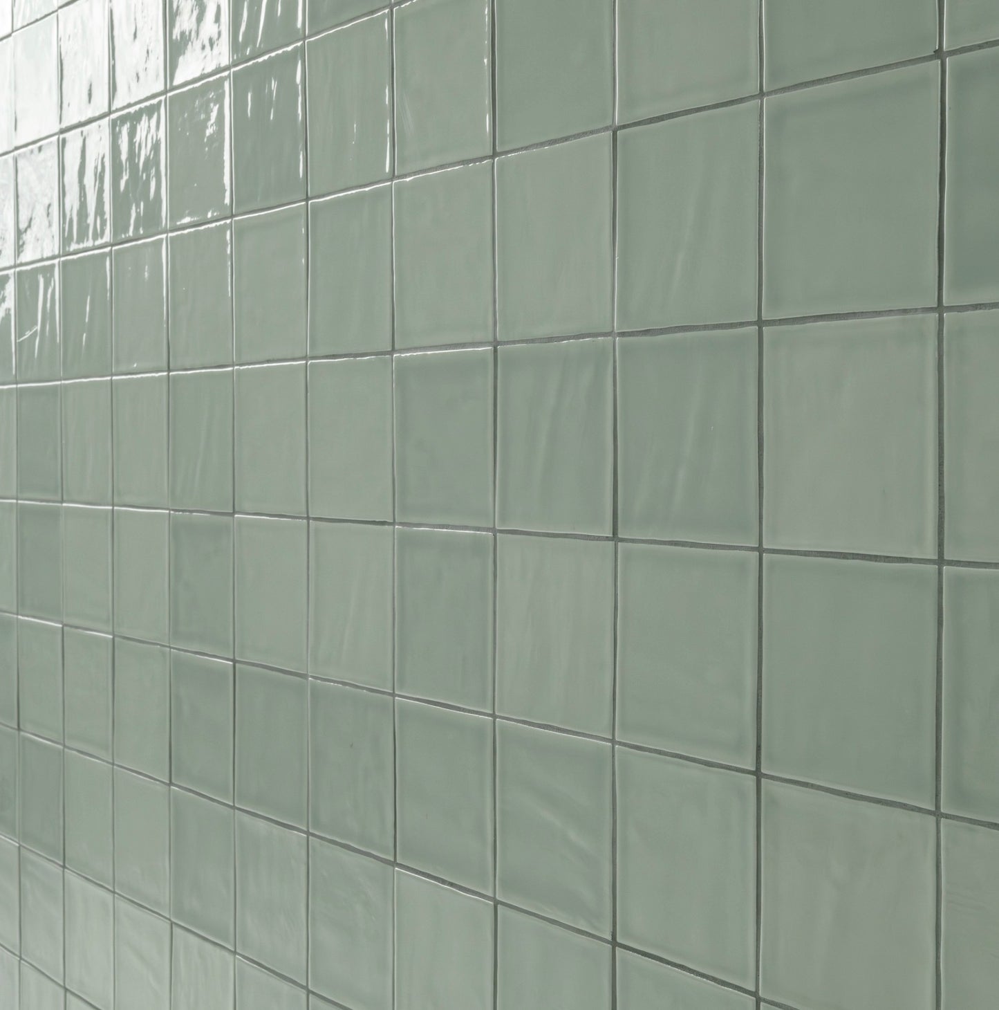 Terranello Series: 4" x 4" Olive Glossy Handcrafted-Look Ceramic Wall Tile